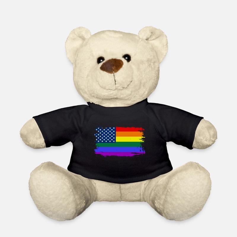 Drapeau de la Rainbow Pride USA - Nounours - noir