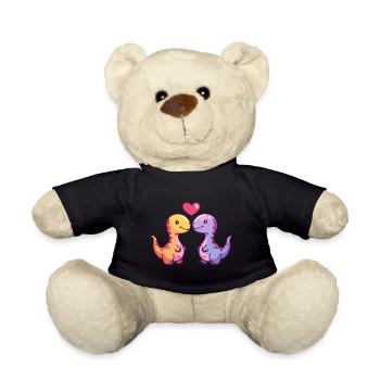 Dinosaurier brontosaurus Paar Liebe Valentinstag - Teddy - Schwarz - Vorne