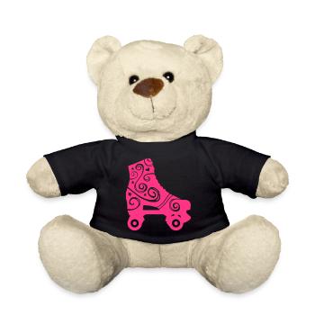 Dekorierter Rollschuh - Teddy - Schwarz - Vorne