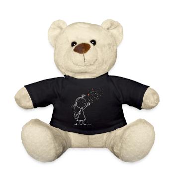 Fille mignonne de bulles de savon I cartoon stick figure - Nounours - noir - Devant