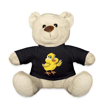 Fluffy chick chick illustration cartoon comic - Teddy Bear - black - Front