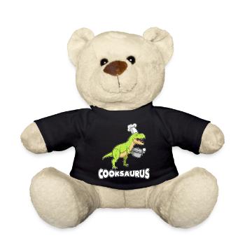 Chef dinosaur cartoon comic funny gift idea - Teddy Bear - black - Front