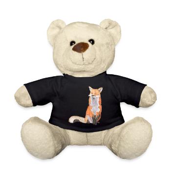 Fuchs sitzend zufrieden Fox schlau Füchse - Teddy - Schwarz - Vorne