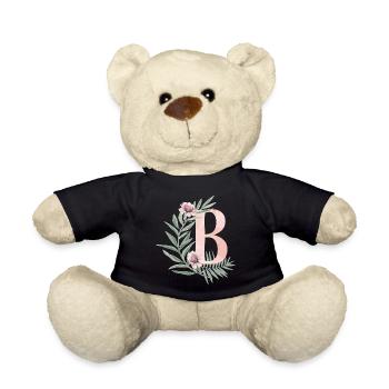 Lettre B avec des fleurs - Nounours - noir - Devant