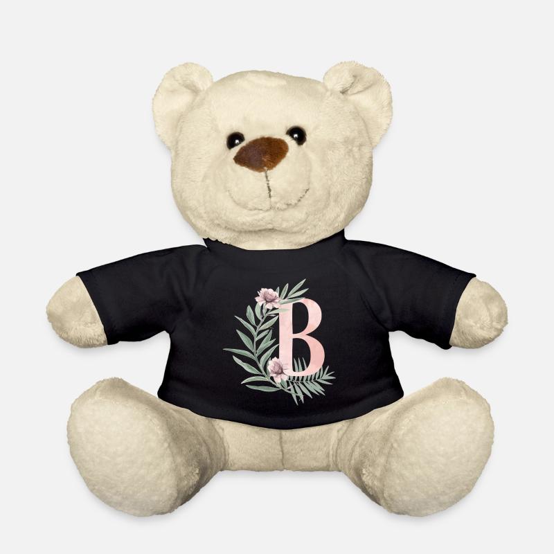 Buchstabe B mit Blumen - Teddy - Schwarz