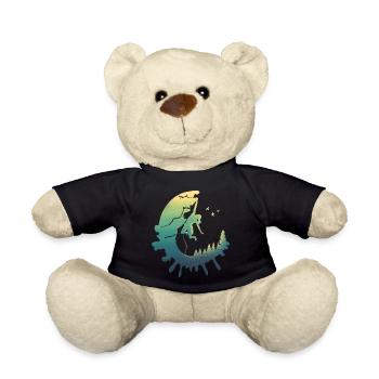 Moonlit Female Rock Climber Forest Silhouette - Teddy Bear - black - Front