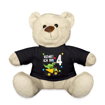 4 Jahre Kinder Geburtstag Dinosaurier - Teddy - Schwarz - Vorne