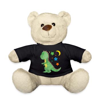 Kleiner Dino mit Mond und Sternen Dinobaby - Teddy - Schwarz - Vorne