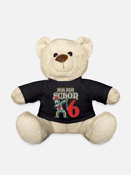 Ritter Geburtstag ich bin schon 6 Geburtstagsshirt - Teddy - Schwarz