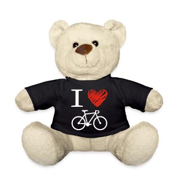 I love cycling - cyclists bike - Teddy Bear - black - Front