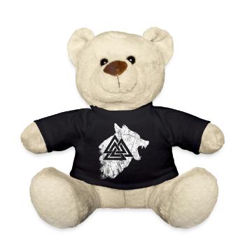 Wikinger Krieger Fenriswolf Fenrir Wolf Valknut Sy - Teddy - Schwarz - Vorne