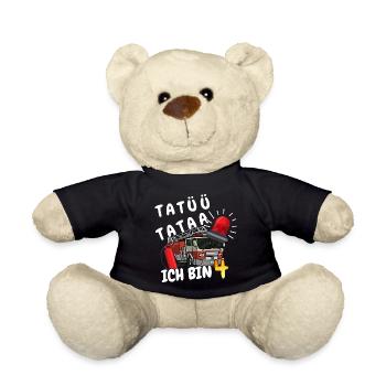 tatü tata ich bin 4 Jahre Feuerwehr - Teddy - Schwarz - Vorne