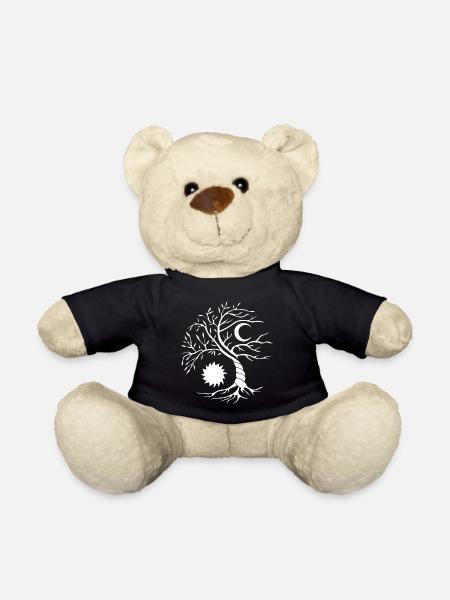 Tree of life white sun and moon - Teddy Bear - black