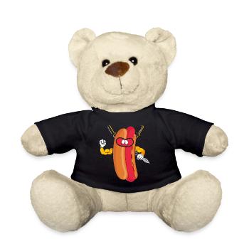 Hot Dog Ninja Karate Warrior Japan Geschenk - Teddy - Schwarz - Vorne