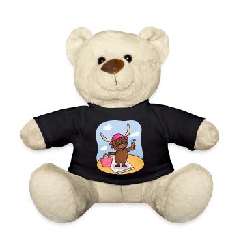 Highland Cattle Cow At The Beach - Teddy Bear - black - Front