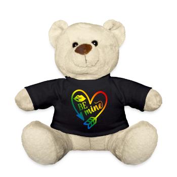 Valentinstag T-Shirt be mine Valentinstag - Teddy - Schwarz - Vorne