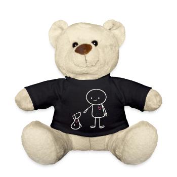 Mignon Stick Figure Propriétaire de chien Motif Dog Fan - Nounours - noir - Devant