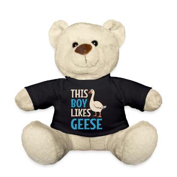 Junge mag Gänse ironischer Spruch niedlicher - Teddy - Schwarz - Vorne