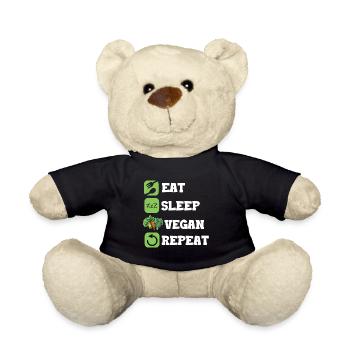 Vegan Eat Sleep Repeat Veganer Vegetarier Bio - Teddy - Schwarz - Vorne