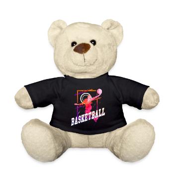 Basketball Basketballspieler Spieler Vintage Bunt - Teddy - Schwarz - Vorne