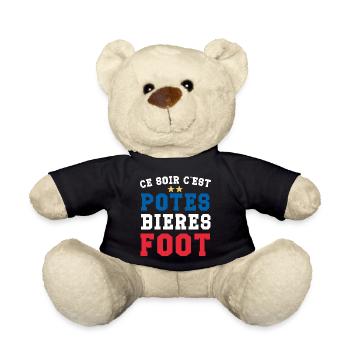 Ce soir c'est potes bière foot supporter football - Nounours - noir - Devant