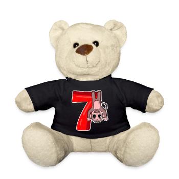 7 Jahre alt - 7 Geburtstag mit Tier Motiv - Teddy - Schwarz - Vorne