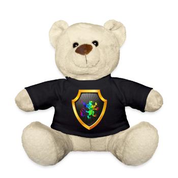 Schild Logo eSports Emblem Schwert Wappen Symbol Löwe - Teddy - Schwarz - Vorne