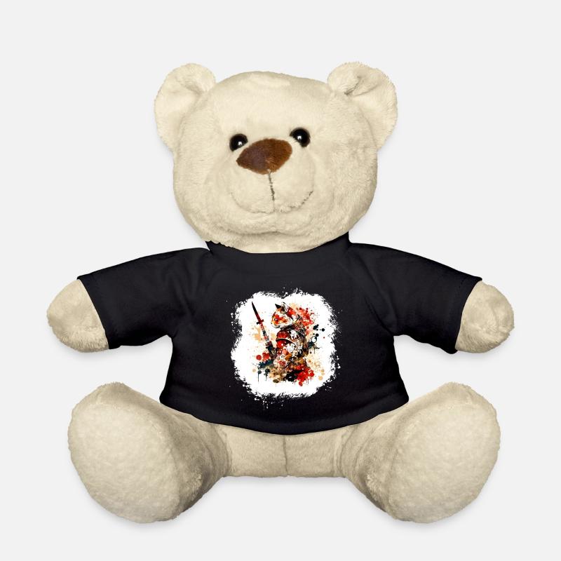 Samurai Katze Rot Schwarz - Teddy - Schwarz