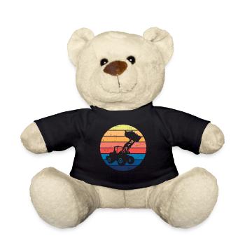 Bagger Vintage Baustelle Fahrzeuge Baggerfahrer - Teddy - Schwarz - Vorne