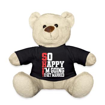 Funny Bachelor Party Engagement Wedding Married - Teddy Bear - black - Front