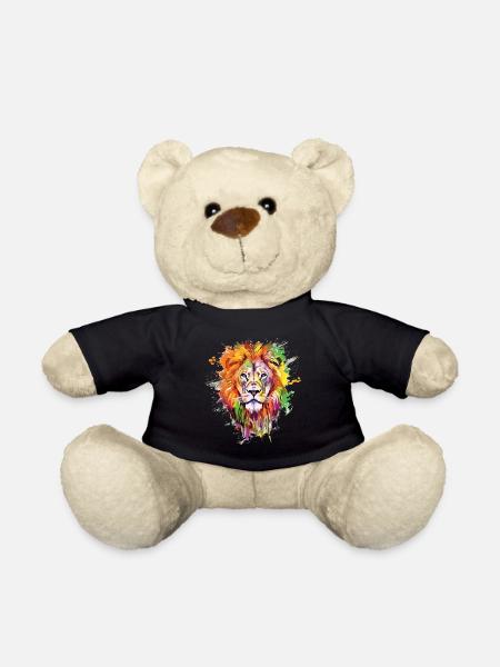 Lion Lion Head Predator Colorful Splash Art - Nounours - noir