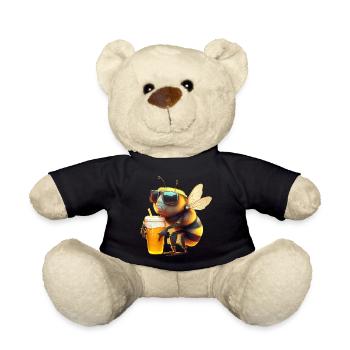 Coole Biene mit Bier und Sonnenbrille - Teddy - Schwarz - Vorne