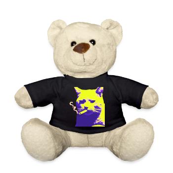 katze am rauchen - Teddy - Schwarz - Vorne