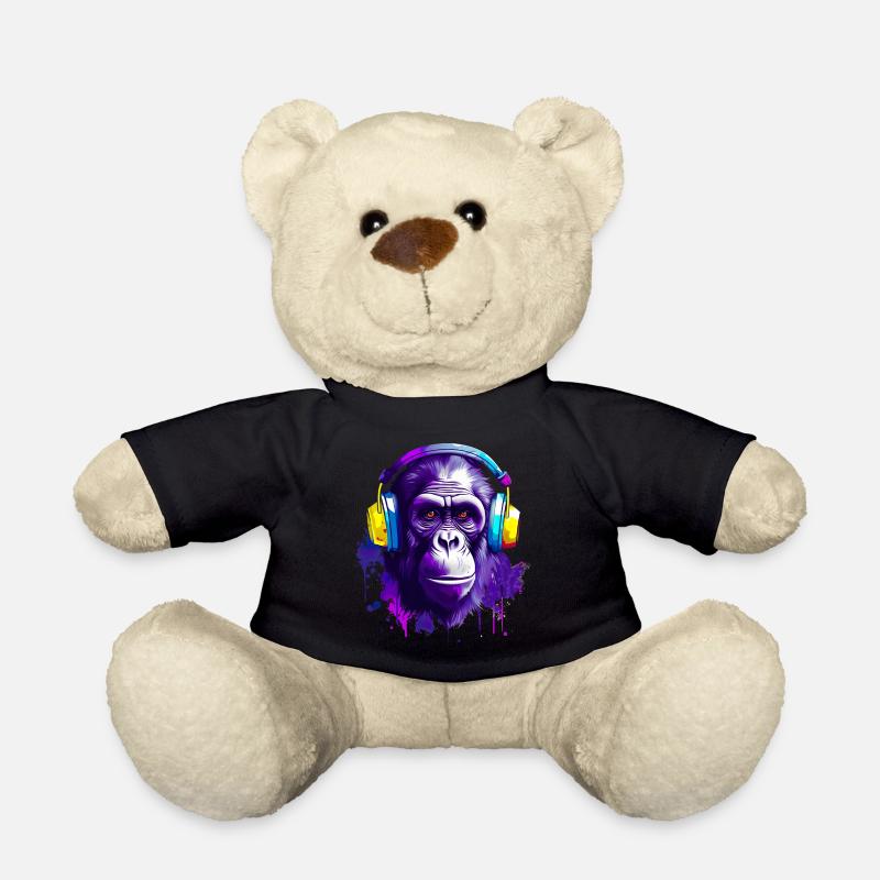 Gorilla Musik Kopfhörer Musik Affe - Teddy - Schwarz