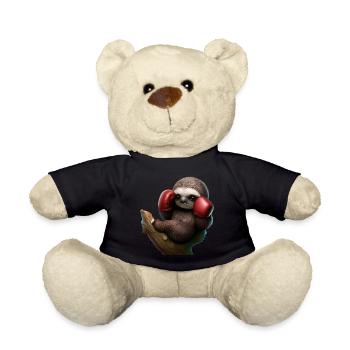 Boxing sloth on tree - Teddy Bear - black - Front