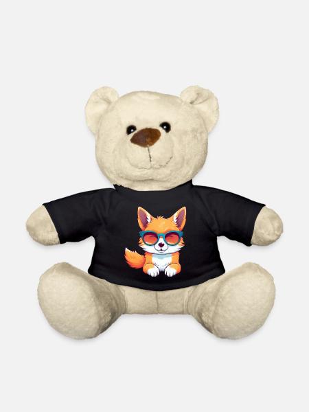 Cool Nerd Fox - Design animal décontracté - Nounours - noir