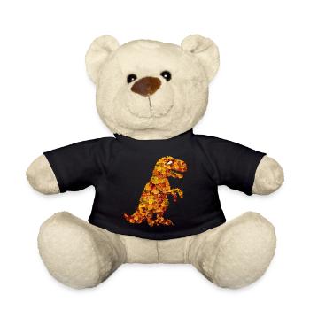 Trex dinosaur from autumn leaves foliage - Teddy Bear - black - Front