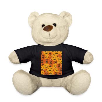Spooky Pumpkins Halloween Pattern - Teddy Bear - black - Front