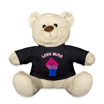 L’amour gagne le poing de la fierté bisexuelle pour l’égalité - Nounours - noir - Devant