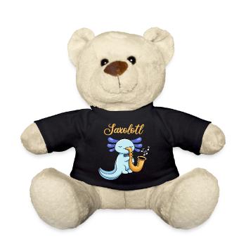 Saxolotl Pun Design for Axolotl Lovers - Teddy Bear - black - Front