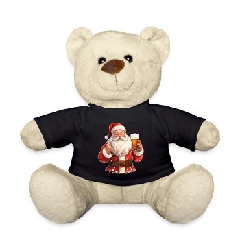Weihnachtsmann Bier Weihnachten Prost Lustig Humor - Teddy - Schwarz - Vorne