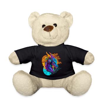 D.J. Dragon with Headphone Fire Vinylrecord notes - Teddy Bear - black - Front