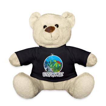 Motif de vacances dans le monde sous-marin pour les plongeurs - Nounours - noir - Devant