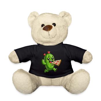 Cute Cactus Pizza Heart Comic - Teddy Bear - black - Front