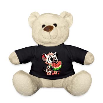 Hyäne genießt Wassermelone im Sommer - Teddy - Schwarz - Vorne
