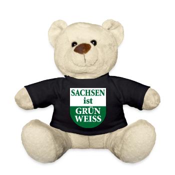 Sachsen ist grün weiß Landesflagge - Teddy - Schwarz - Vorne