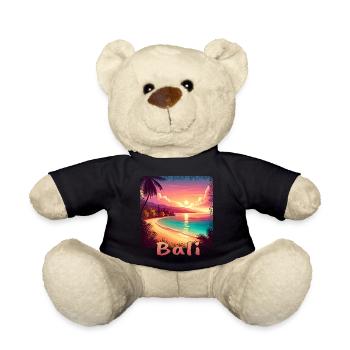 Bali Indonesia Sunset Beach Orange - Teddy Bear - black - Front