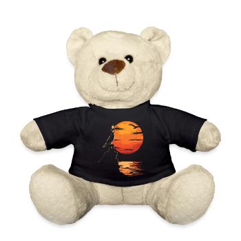 Seagull Seabird Lighthouse Sunset - Teddy Bear - black - Front