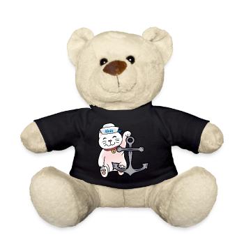 Matrosen Katze Katzen Seemann Anker maritim - Teddy - Schwarz - Vorne