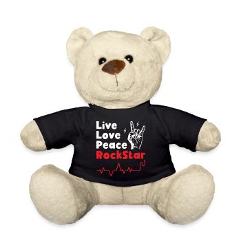Vivre Amour Paix Rockstars - Nounours - noir - Devant